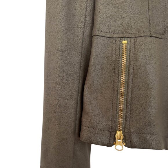 Clara Sun Woo Signature Liquid Leather Moto Jacket in Olive Size XS - Picture 5 of 9